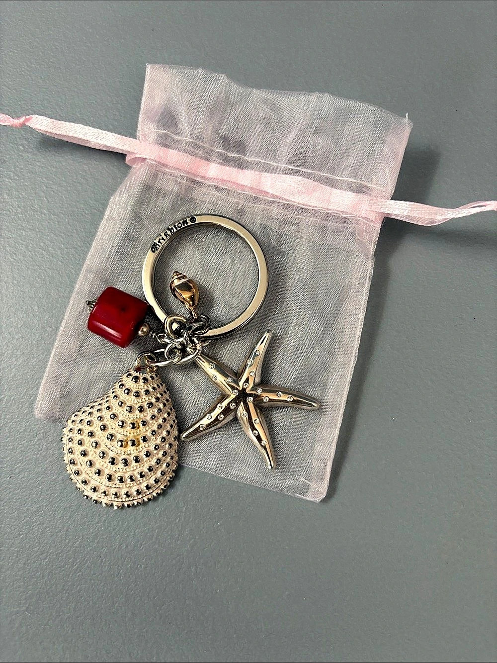 Brighton Beachcomber Starfish Handbag Fob Gold & Red